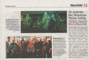 Noen Article about MonaLisa Twins concert at Shamrock Pub